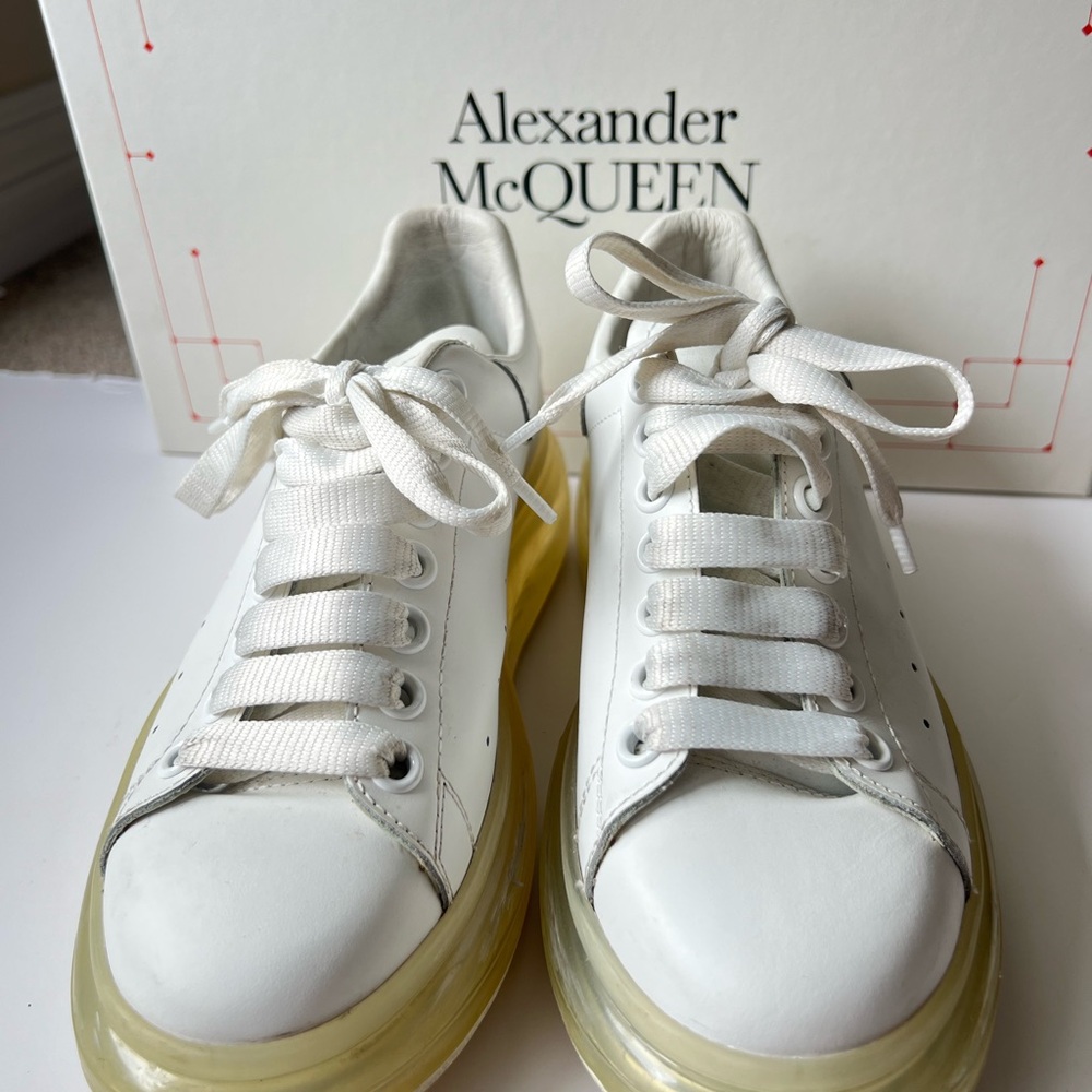 Alexander McQueen White Sneakers with Translucent Yellow Soles